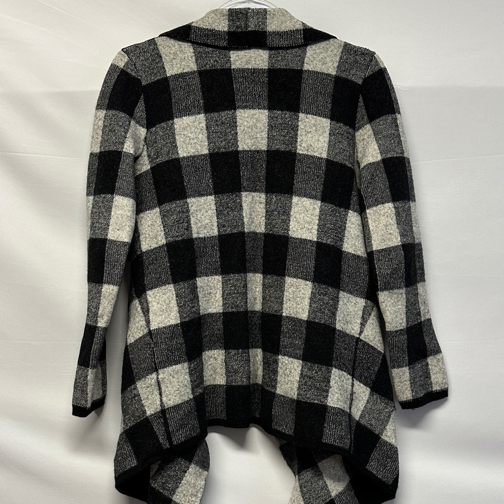 Lauren Ralph Lauren Buffalo Plaid Wool Open Waterfall Cardigan XS EUC - Picture 4 of 5